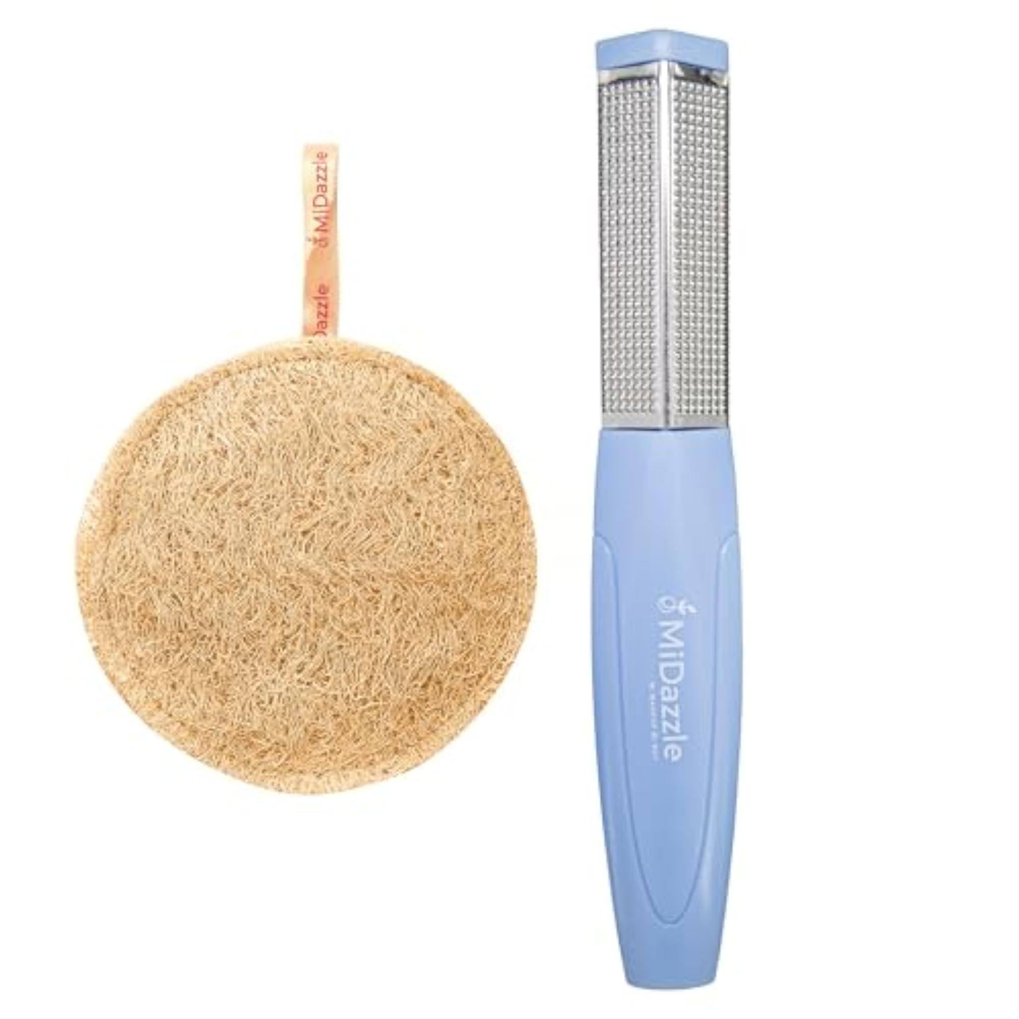 Midazzle Organic Loofah Round Bath Sponge with Foot Scrubber